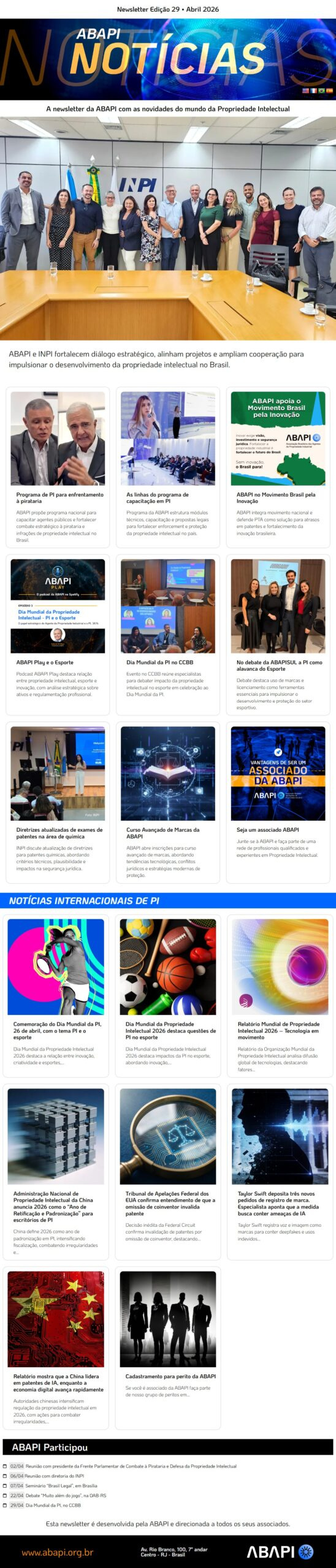 Newsletter edição 29 - abril 2026